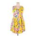 White Mark Casual Dress - Mini Scoop Neck Sleeveless: Yellow Floral Dresses - Women's Size 2X