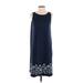 J.Jill Casual Dress - Shift Scoop Neck Sleeveless: Blue Print Dresses - Women's Size Small