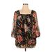 LC Lauren Conrad 3/4 Sleeve Blouse: Black Floral Tops - Women's Size 0X