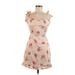 Storia Casual Dress - Party Sweetheart Short sleeves: Tan Print Dresses - New - Women's Size Small