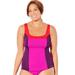 Plus Size Women's Chlorine-Resistant Square Neck Color Block Tankini Top by Swimsuits For All in Warm Colorblock (Size 32)