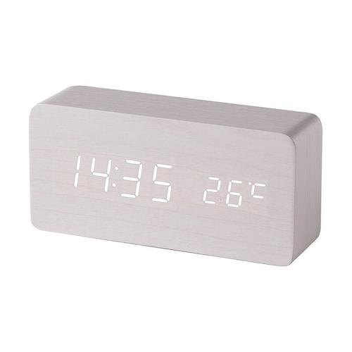 Linghhang - Blanc) Réveil digital en bois avec contrôle sonore par led, alimentation double par