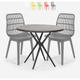 Ensemble Table Ronde Noire 80cm et 2 Chaises Polypropylène Jardin Cuisine Bardus Dark Couleur: Gris