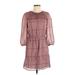 Madewell Casual Dress Crew Neck 3/4 sleeves: Burgundy Dresses - Women's Size 2