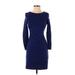 Banana Republic Casual Dress - Sheath Crew Neck 3/4 sleeves: Blue Print Dresses - Women's Size 0 Petite