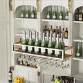 Hanging Wine Rack, Vintage Style Wine Glass Decoration Rack, Adjustable Height, Metal Ceiling Wine Glass Holder, with a Bottle storage rack, Suitable for Bar, Restaurant, Kitchen (Gold, 120cm)