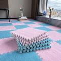 60 Pieces Bedside Foam Floor Mat,12 Inch Plush Floor Puzzle Playmat,Interlocking Carpet,Puzzle Flooring Tiles,Foam Tiles Mat(Size:0.23 inch,Color:Pink+Blue)