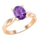 Dazzlingrock Collection 8x6mm Oval Amethyst Twisted Solitaire Engagement Ring for Women in 18K Solid Rose Gold, Size 7