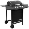 vidaXL Gas BBQ Grill with 4 Burners Stylish Functional Sturdy Castors Backyard Outdoor Natural Gas Side Burner Cooking Barbecue Grills Black