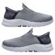 Men's Shoes Slip On Casual Shoes Outdoor Trainers Loafers Mens Non-Slip Trekking Hiking Boots Lightweight Breathable Walking Shoes Suede Mesh Upper Footwear,Gray,44/270mm