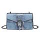 RomanticDesign Women Small Satchel Bag Classic Snake Printed PU Leather Shoulder Purse Crossbody Bag with Chain, B-blue