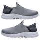 Men's Shoes Slip On Casual Shoes Outdoor Trainers Loafers Mens Non-Slip Trekking Hiking Boots Lightweight Breathable Walking Shoes Suede Mesh Upper Footwear,Gray,39/245mm