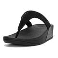 Dianette FITFLOP "LULU CRYSTAL EMBELLISHED TOE-POST SANDALS - HOTFIX" Gr. 39, schwarz Damen Schuhe Strandschuhe