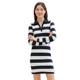 Jerseykleid TOM TAILOR DENIM Gr. XS, N-Gr, blau (navy white block stripe) Damen Kleider Freizeitkleider