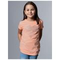 T-Shirt TRIGEMA "TRIGEMA mit glitzerndem Herz-Motiv" Gr. 140, orange (apricot) Kinder Shirts T-Shirts