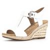 Keilsandalette GABOR "MILANO", Damen, Gr. 38, weiß, Kalbsleder, klassisch, Schuhe, Sommerschuh, Sandale, Keilabsatz, mit Bastbezug, Weite G