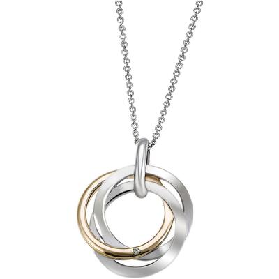 Kette mit Anhänger FIRETTI "Schmuck Geschenk Silber 925 Halsschmuck Halskette Ring verschlungen", gold (silberfarben, gelbgoldfarben, kristallweiß), Halsketten, Damen, Silber 925 (Sterlingsilber), L: 45cm B: 1,1mm, mit Zirkonia (synth.), B:1,1mm Image