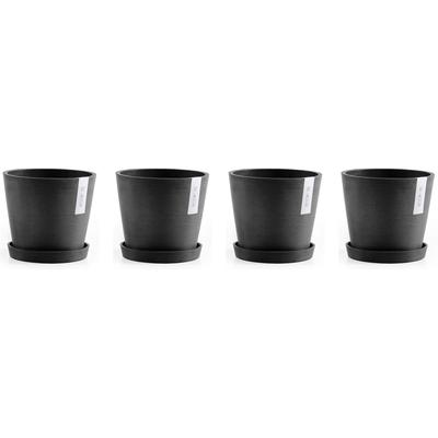 Blumentopf ECOPOTS "Amsterdam", grau (dunkelgrau), Pflanzgefäße, mit passenden Untersetzern