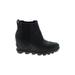 Sorel Ankle Boots: Chelsea Boots Wedge Casual Black Solid Shoes - Women's Size 7 - Round Toe