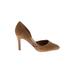Nine West Heels: Slip On Stilleto Minimalist Tan Solid Shoes - Women's Size 6 - Almond Toe