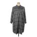 J.Jill Casual Dress - Shirtdress Collared 3/4 sleeves: Gray Dresses - Women's Size 2X