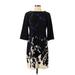 Donna Morgan Casual Dress - Shift High Neck 3/4 sleeves: Black Dresses - Women's Size 8