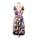ECI Casual Dress - A-Line V-Neck Sleeveless: Purple Dresses - Women's Size 12