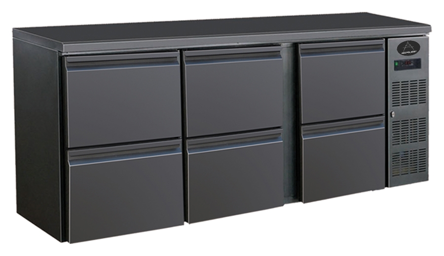 A&S polarny Gastro Barkühler Bar-Kühlschrank schwarz 6 Schubladen 537 l, 2002x513x860 mm 0-10°C Image