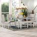 Classic 6-Piece Rectangular Extendable Dining Table Set with two 12"W Removable Leaves and 4 Upholstered Chairs & 1 Bench