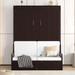 81.50" Multi-function Queen Size Murphy Bed Wall Bed with Cushion,Espresso