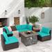 Costway 7 PCS Patio Furniture Set with 50,000 BTU Fire Pit Table - See Details