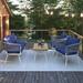 4-Pieces Rope Patio Conversation Set with Wooden Table & Cushion