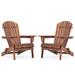 Set of 2 Wooden Outdoor Folding Adirondack Chair