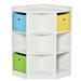 Kids Corner Cabinet, Cubby Toy Storage Organizer, Bookshelf Unit with Three Baskets