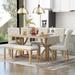 Rectangular 6-Piece Solid Wood Dining Table Set with 4 Button-Tufting Upholstered Chairs and 1 Bench for Dining Room