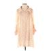 Patterson J. Kincaid Casual Dress - Mini High Neck 3/4 sleeves: Tan Dresses - Women's Size Small