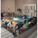 Ambesonne Outer Space Top Flat Sheet Surreal Astronaut Moon Multicolor Teal Red, Microfiber in Blue/Gray/Green | Twin | Wayfair flat_430018_twin