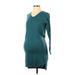 Gap - Maternity Casual Dress - Sweater Dress V-Neck Long sleeves: Teal Print Dresses - Women's Size X-Small