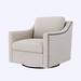 Armchair - Red Barrel Studio® Dorukhan 31.1" Wide Swivel Armchair Linen in White/Brown | 32.3 H x 31.1 W x 32.67 D in | Wayfair