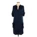 BCBGMAXAZRIA Casual Dress - Shift V-Neck 3/4 sleeves: Blue Print Dresses - Women's Size Medium