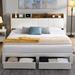 17 Stories Samoset Vegan Leather Metal Bookcase Bed Upholstered/Metal & Upholstered/Metal/Faux leather in White | 43.1 H x 78 W x 86.6 D in | Wayfair