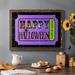 The Holiday Aisle® Happy Halloween Ticket Framed On Canvas Textual Art Canvas, Solid Wood in Brown | 26 H x 38 W x 1.5 D in | Wayfair