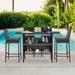 Arlmont & Co. Wicker Bar Set w/ 4 Stools & Outdoor Bar Table Plastic/Wicker/Rattan in Black | 40.5 H x 54.7 W x 40 D in | Wayfair