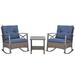 Red Barrel Studio® Ellettsville 3 Piece Seating Group w/ Cushions in Blue/Gray | 36.5 H x 28.25 W x 28.25 D in | Outdoor Furniture | Wayfair