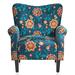 Armchair - Red Barrel Studio® 30.3" Wide Tufted Upholstered Armchair Polyester/Velvet/Fabric in Blue/Brown | Wayfair