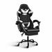 Inbox Zero Adjustable Reclining Ergonomic Faux Leather Swiveling PC & Racing Game Chair w/ Footrest Faux Leather in White | Wayfair