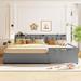 Latitude Run® Queen & Twin XL Platform Bed w/ Hydraulic Storage System Drawer shelf & USB Ports Upholstered/Faux leather in Gray | Wayfair