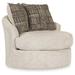 Barrel Chair - Signature Design by Ashley Soletren Upholstered Swivel Barrel Chair Wood/Polyester in Gray | 37 H x 45 W x 44 D in | Wayfair 9510444