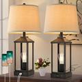 Breakwater Bay Farmhouse Touch Control Table Lamp Set w/ USB Charging Ports in Black | 27" H x 6" W x 6" D | Wayfair