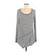 INC International Concepts Long Sleeve T-Shirt: Gray Tops - Women's Size Medium